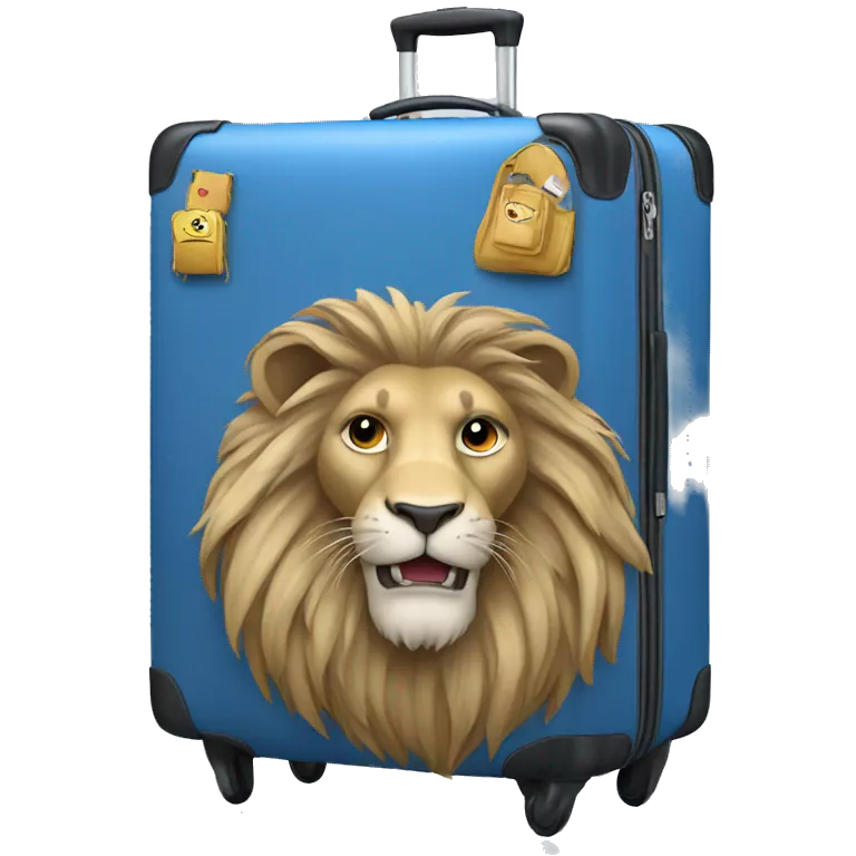 lion head on center of blue Luggage