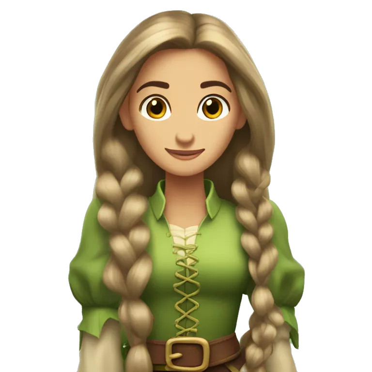 Rapunzel con pelo largo suelto con ojos verdes y chica conpelo marrony ojos marrones