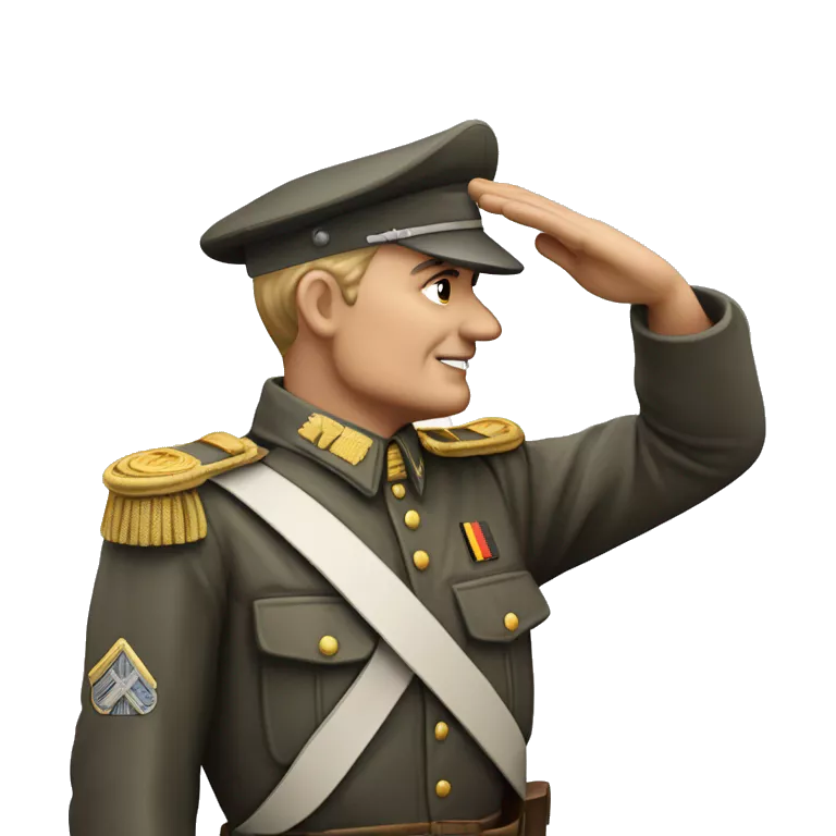 German classical 1940 soldier ave caesar raised arm saluting
