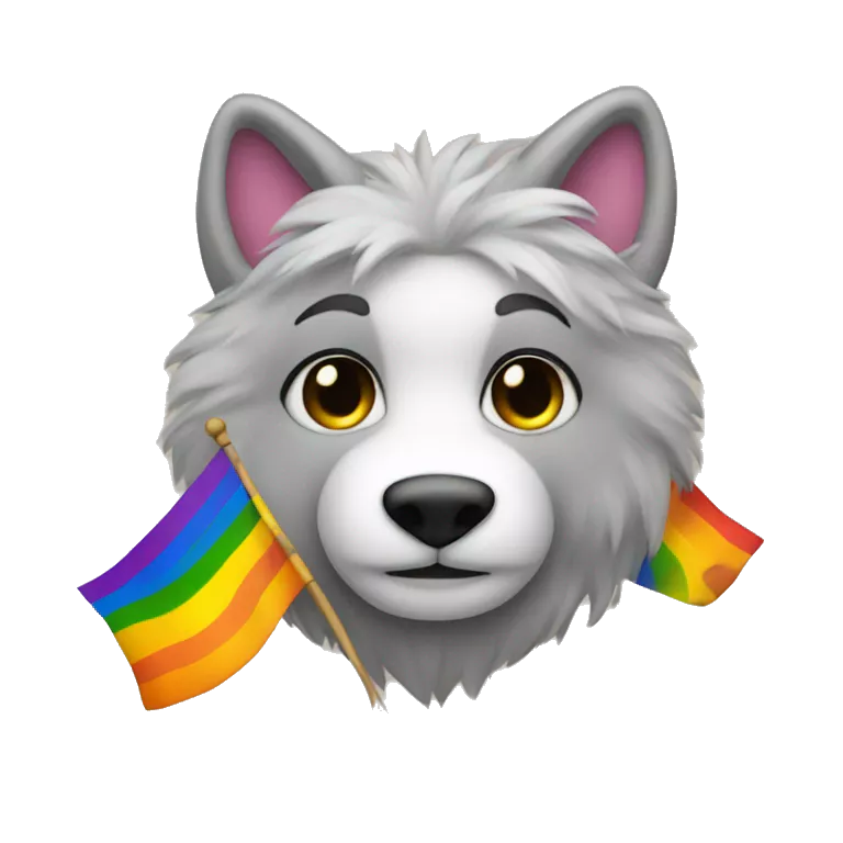 gay furry with a gay flag