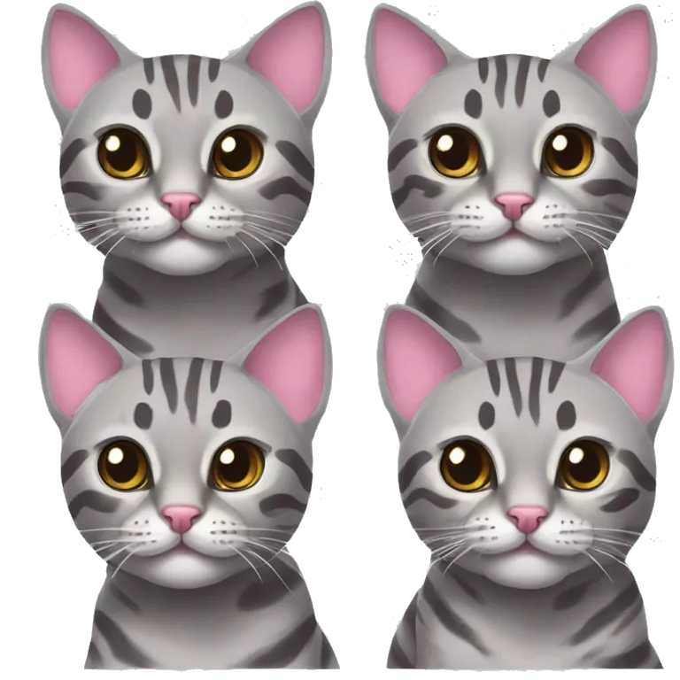 Two grey bengal cats. One grey bengal cat and one grey bengal cat with a pink bow on its head