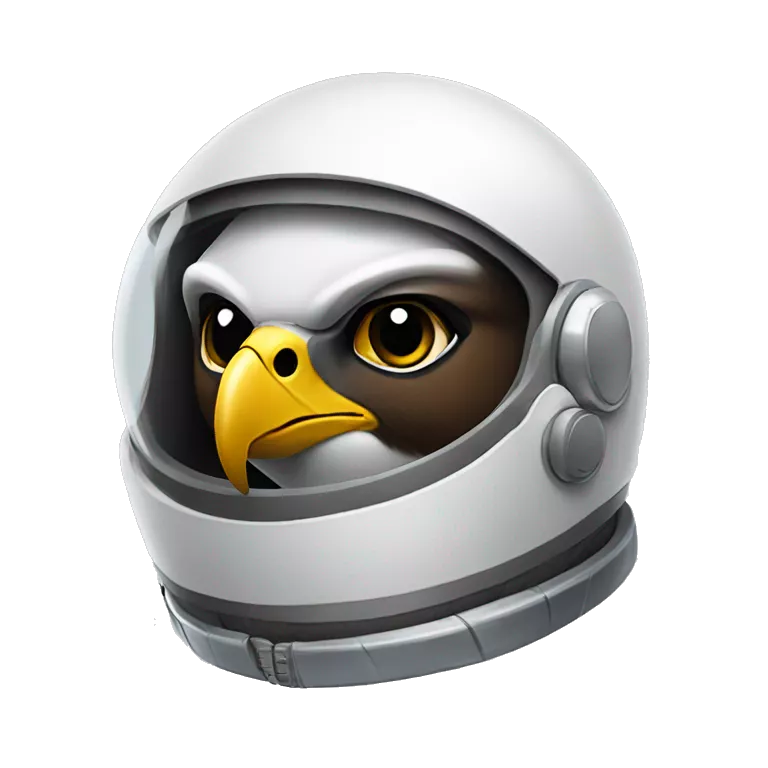 an falcon with a space helmet flying above ear