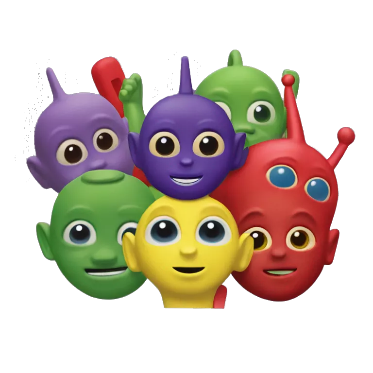 Purple, red, yellow, and green teletubbies