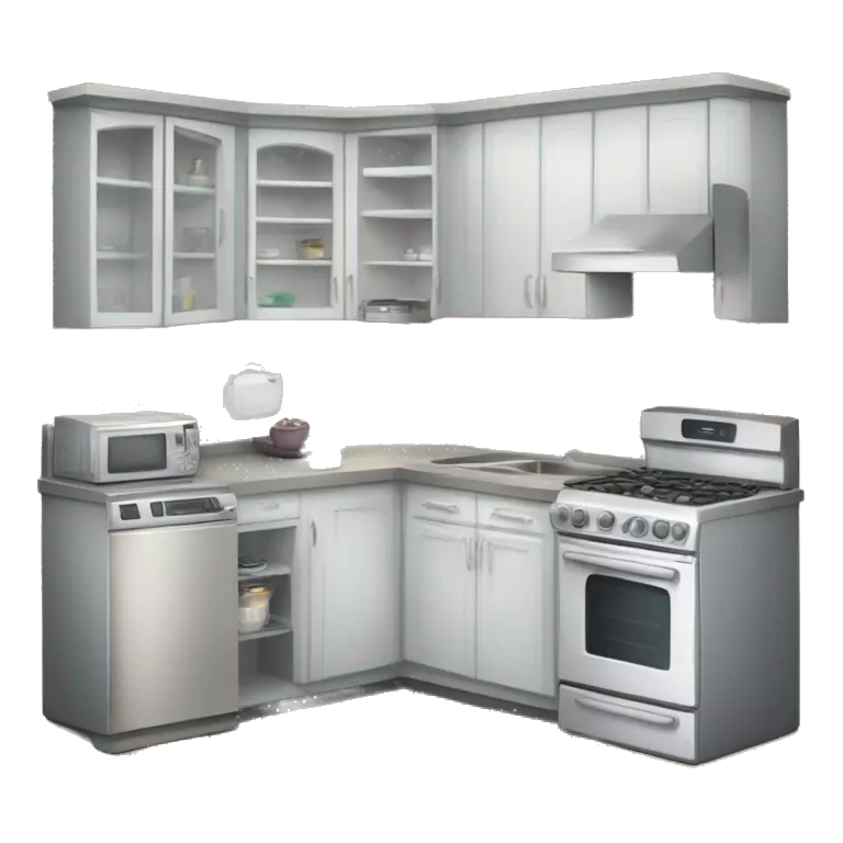 a kitchen; in the kitchen there is a fridge, a microwave, a dishwasher, an oven, a carper, 3 stools