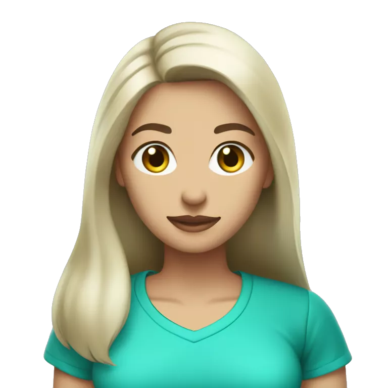 woman cleaner with light skin and long dark straight hair in turquoise color t-shirt. she stay with vacum cleaner