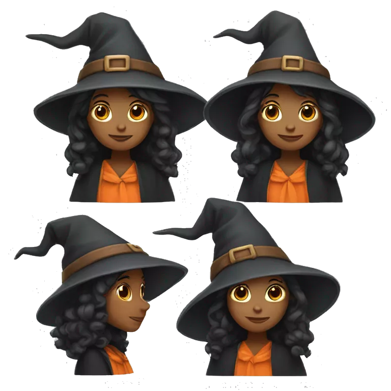 a cute female witch wearing a traditional conical witch hat