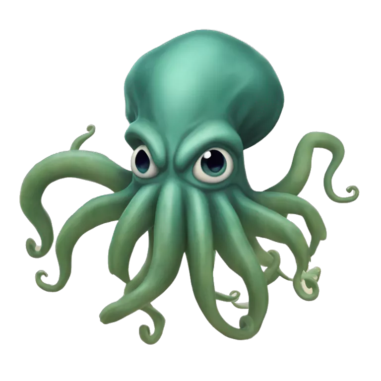 un kraken gigante con 8 tentáculos y ojos grandes