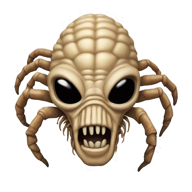 Face hugger from alien movie on mens face