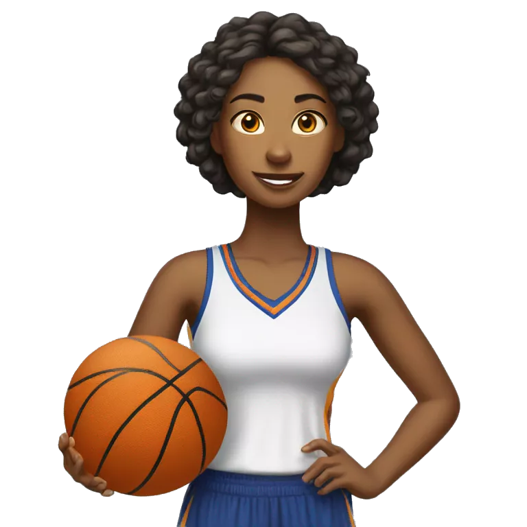 Chica vestida elegante y con una pelota de baloncesto