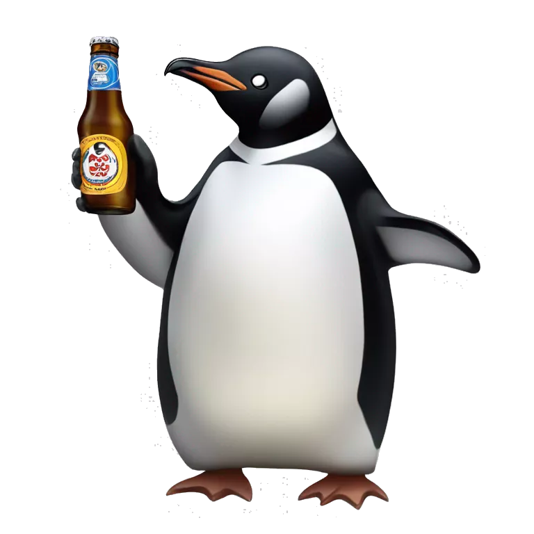 penguin having some bottles of club mate