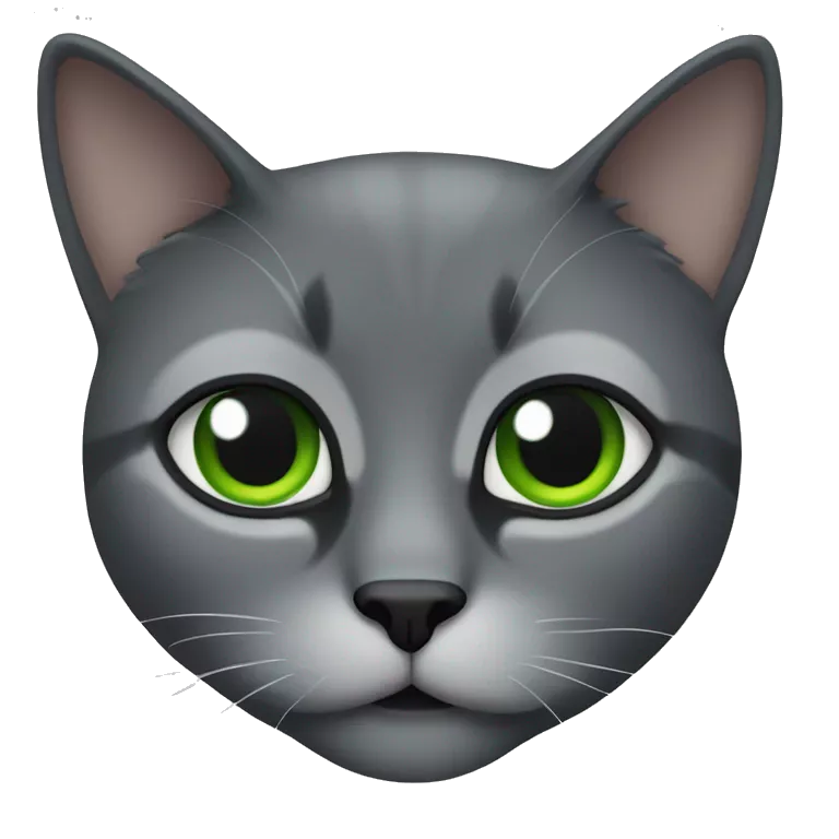 gato gris oscuro con ojos verdes