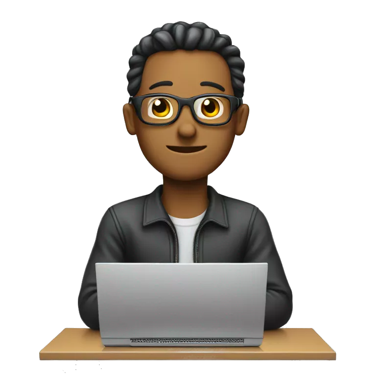 a computer nerd who is sitting behind his computer