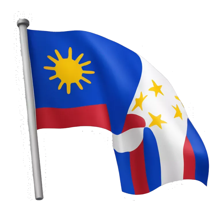 Generate normal looking Philippine flag but the color blue and red are swap