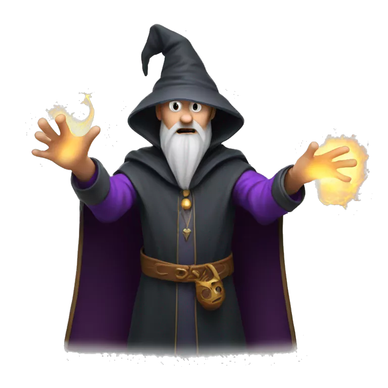 An evil wizard blasting evil magic from his fingertips