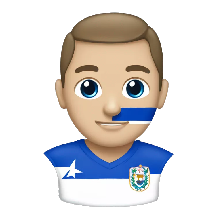 copa con una bandera detras azul y blanca