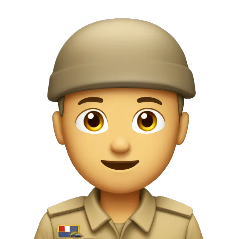 soldier saluting with desert uniform wearing beige beret