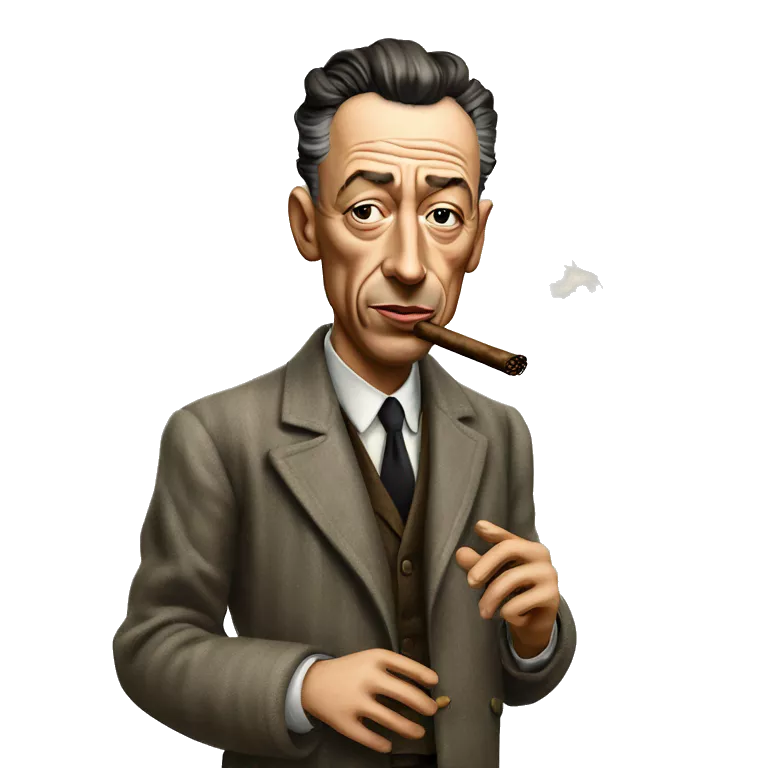 Albert Camus with cigar and L’Etranger