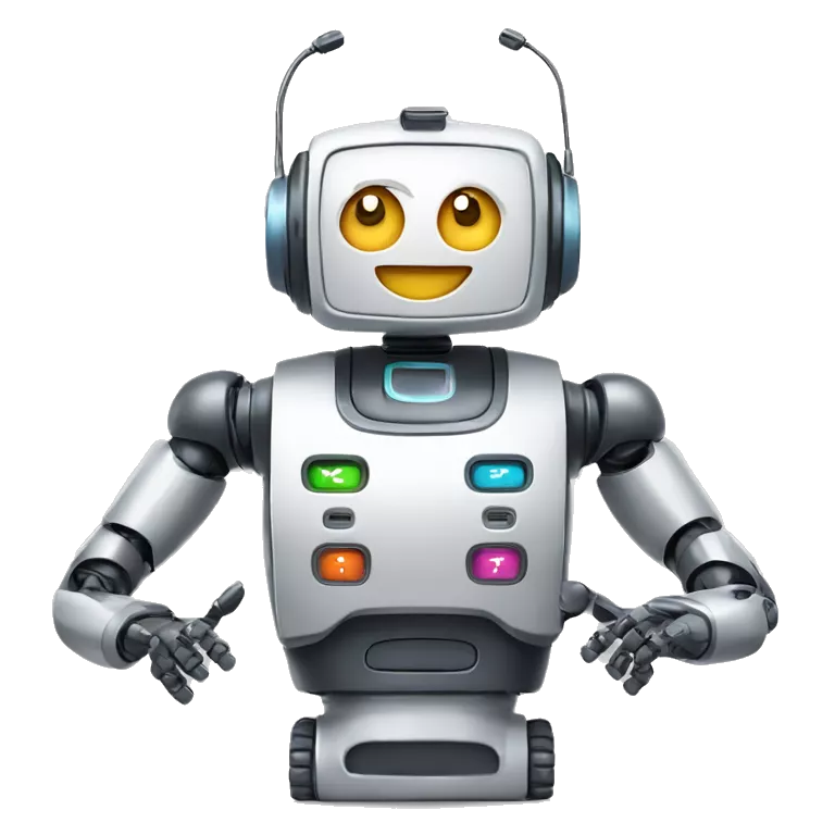 call center robot looks like friendly robot add AA battery icon on his chest