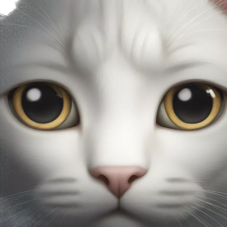 curious white cat stares directly