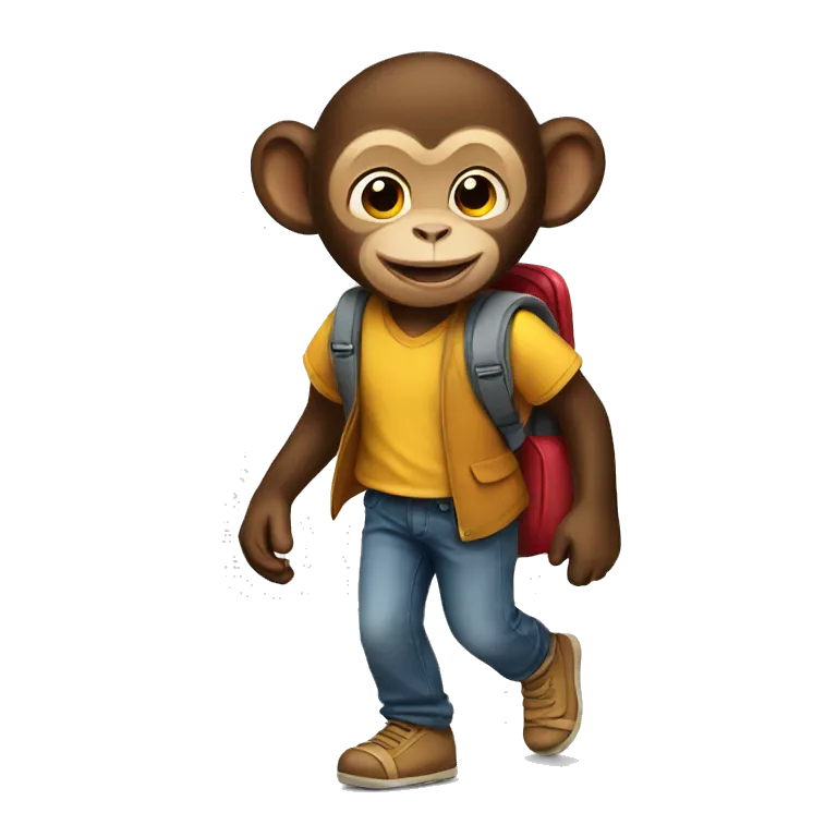 A monkey going to school