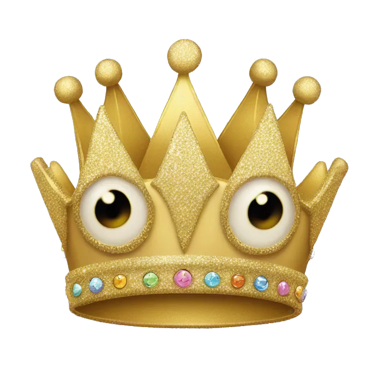 glittery crown with happy face on it, give it a smile