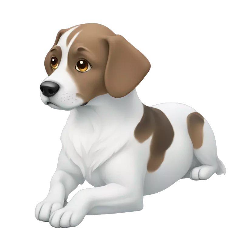calm white background dog pose