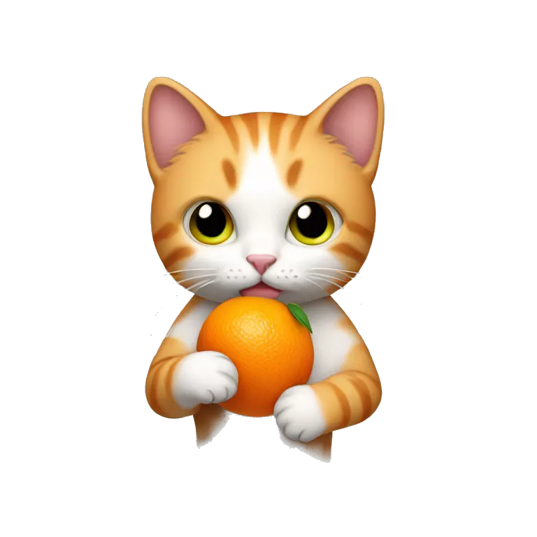 kitty holding two oranges