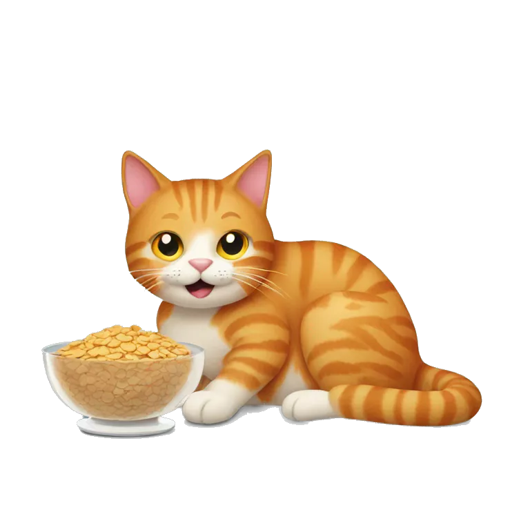 a ginger cat eating a bowl of cereal