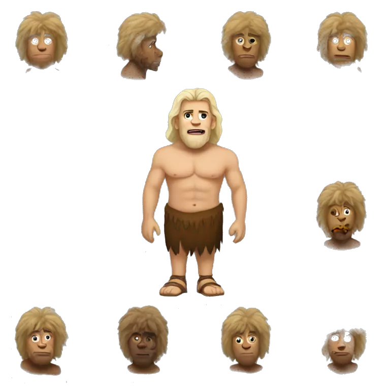 Ron Pearlman as a cave man full body