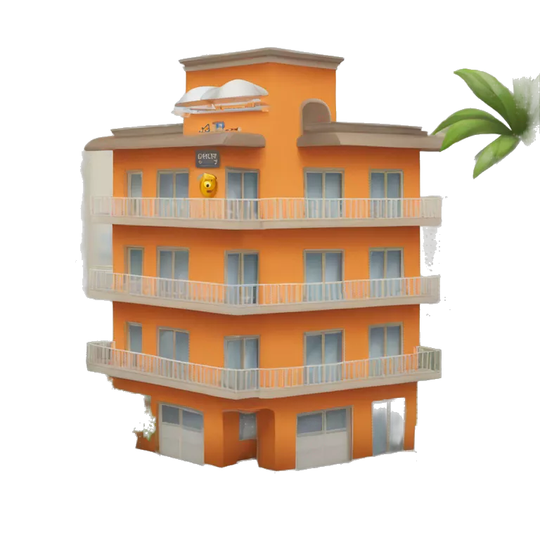 hotel apartment with 3 entrances, five floors with reception in the third entrance, orange