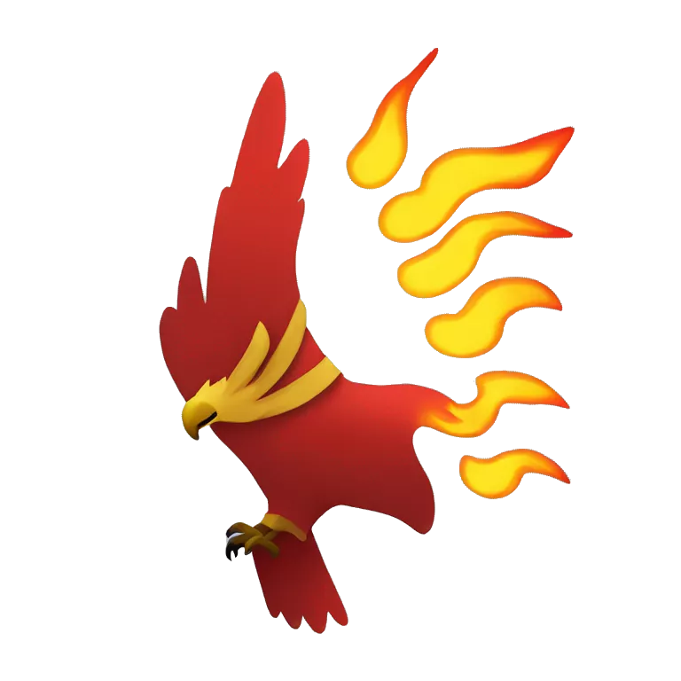 Give me a flag have red color with yellow falcon and the Falcon head is a flame