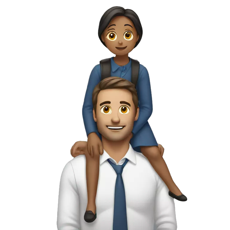 Woman sitting on the shoulders of A man sitting