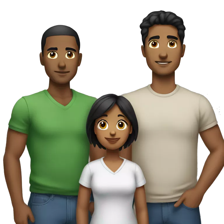 young father mother father, with black hair with 2 boy