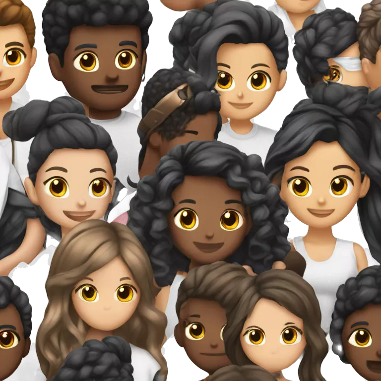 Emojis para chicas y chicos gamer color de cabello negro con auriculares tono de piel blanca para tiktok