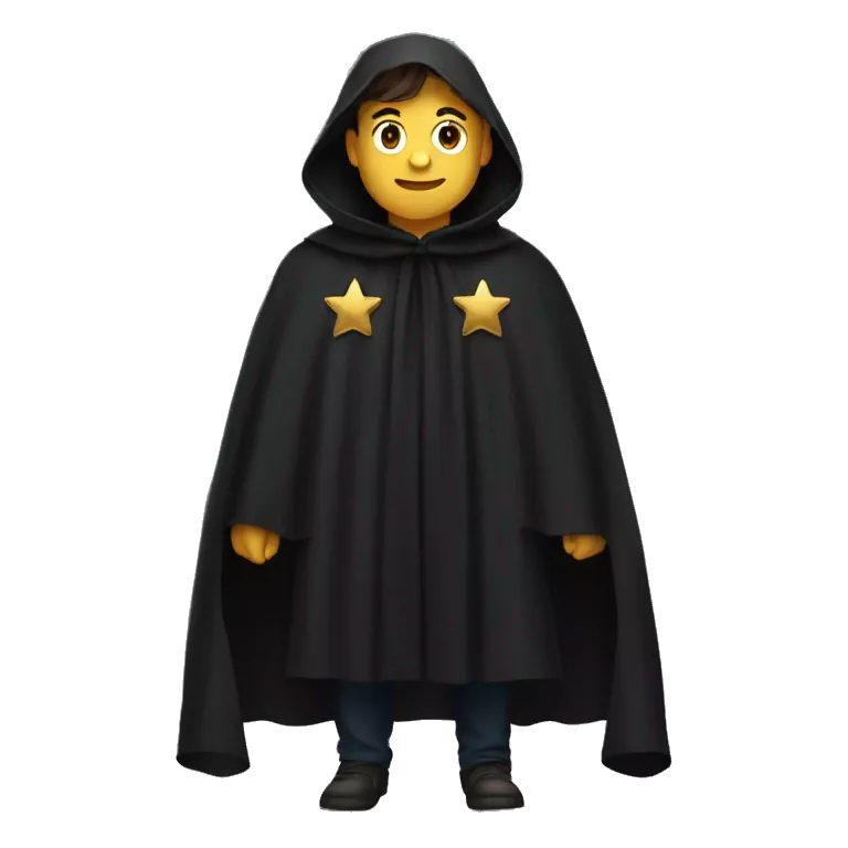 black cloak, many stars on cloak, clothing