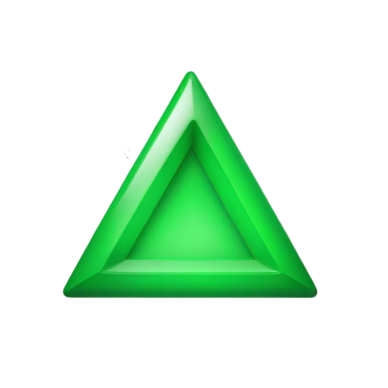 green triangle with the tip of the triangle pointing down