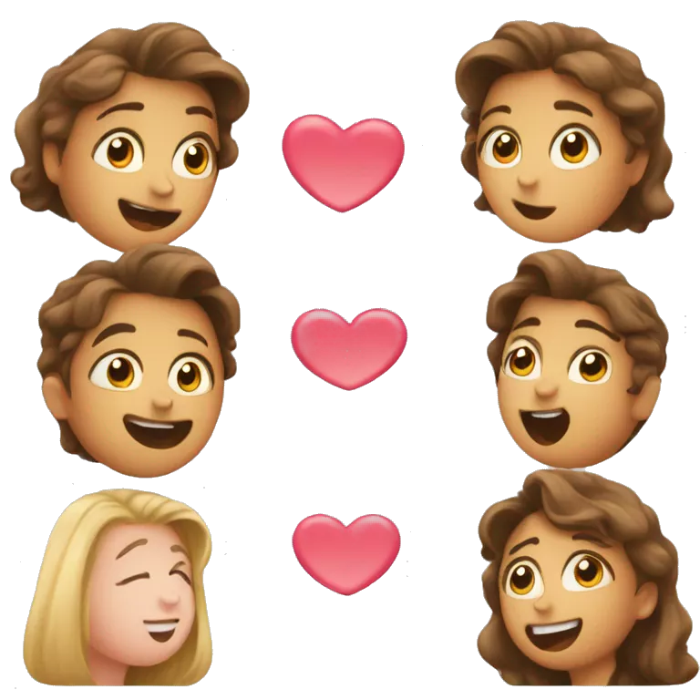 Multi emotion : blushing, kiss face, smile face, and heart