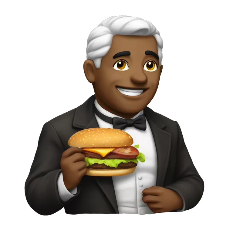 Abraham lincol in american dress eat burger