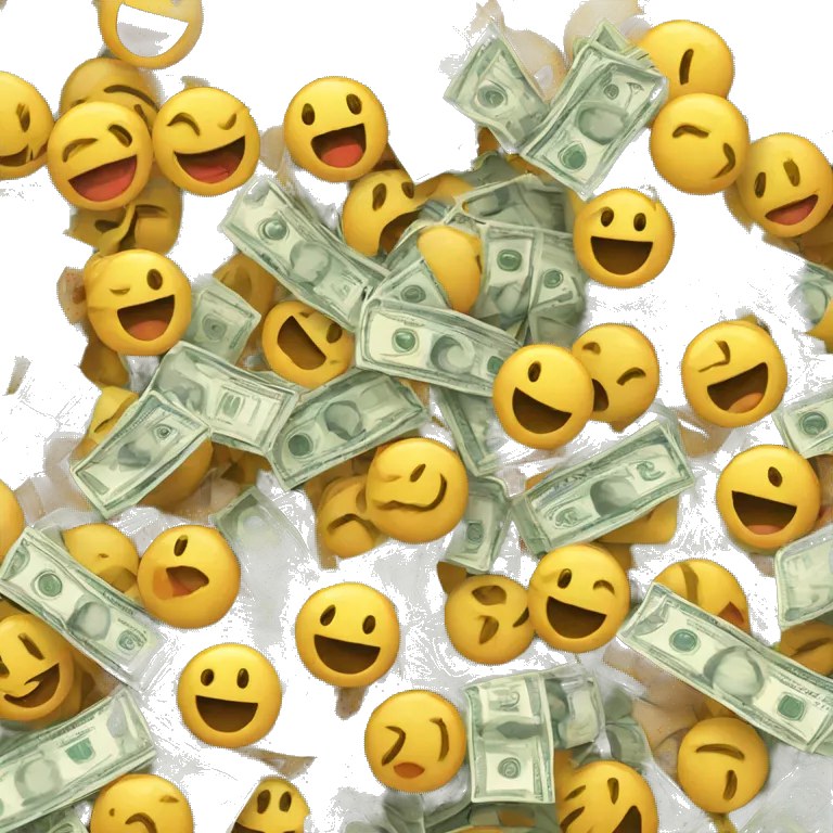 A bundle of happy emoji cash