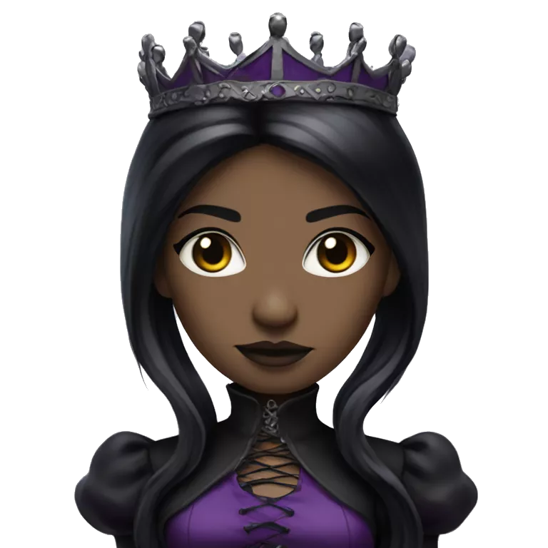 Queen gothic girl long dark black and purple hair add a whip in hand