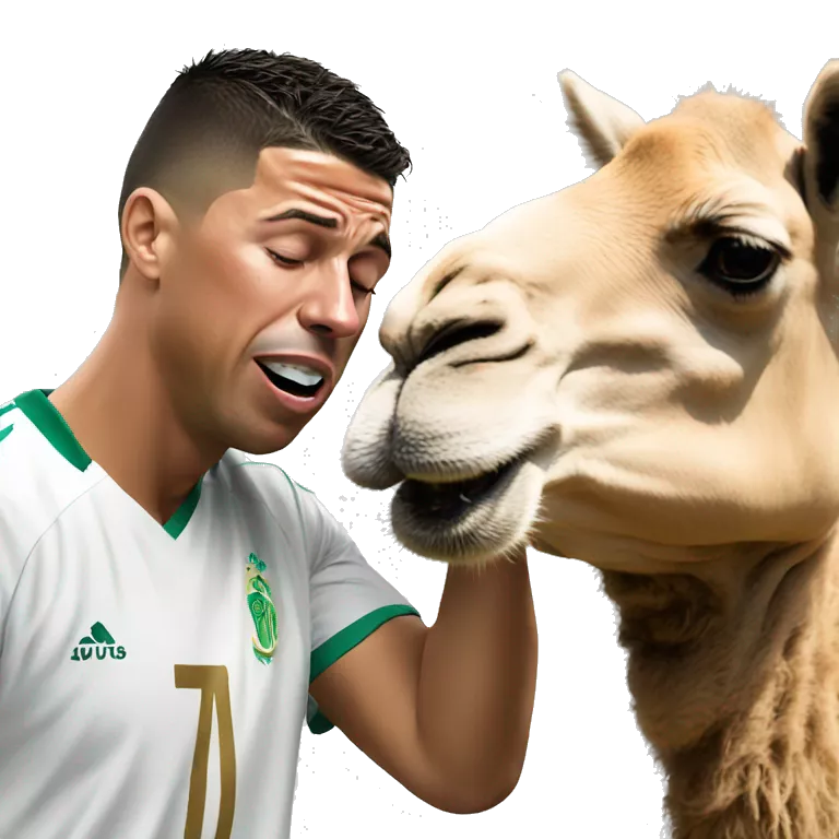 Ronaldo crying with a camel