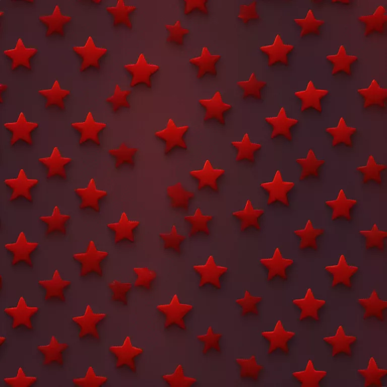 star(bloody star emoji), vibrant red and dark crimson, glossy finish, surrounded by a shadowy