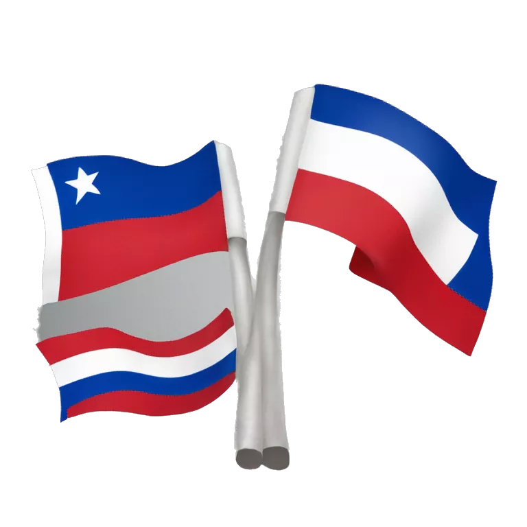 Bandera de República Dominicana al lado de la bandera de Corea