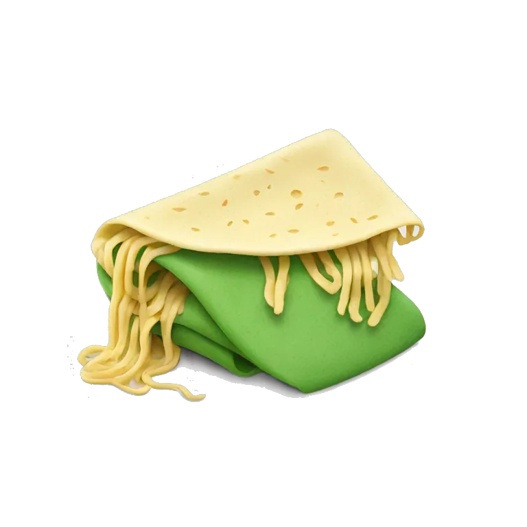Green crepe with noodles inside
