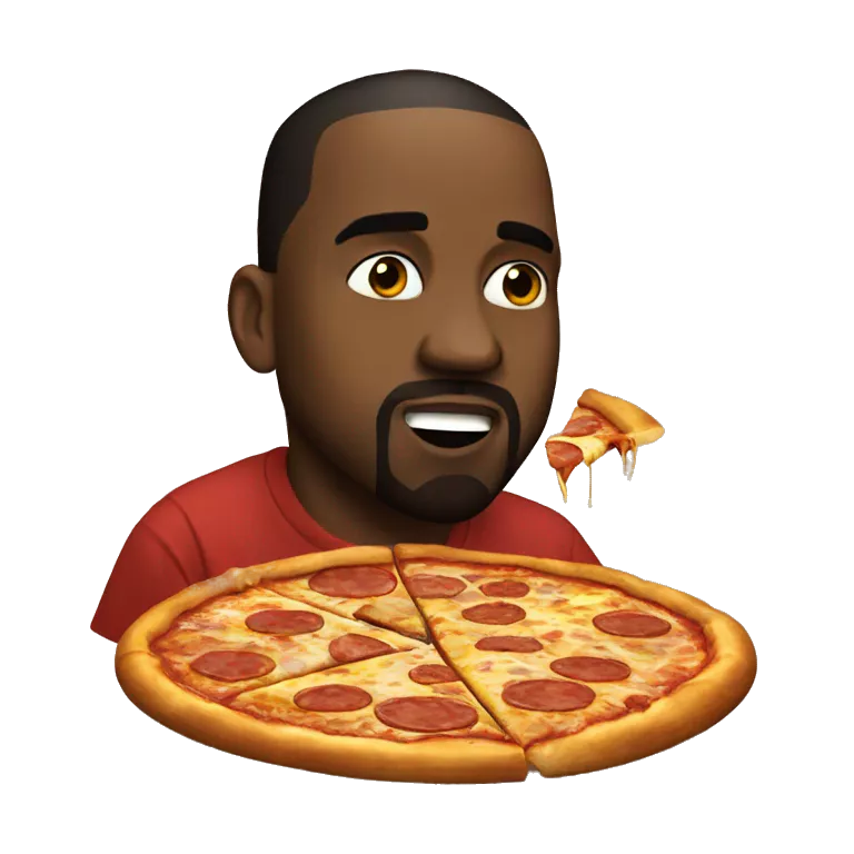 Kanye West eating pizza