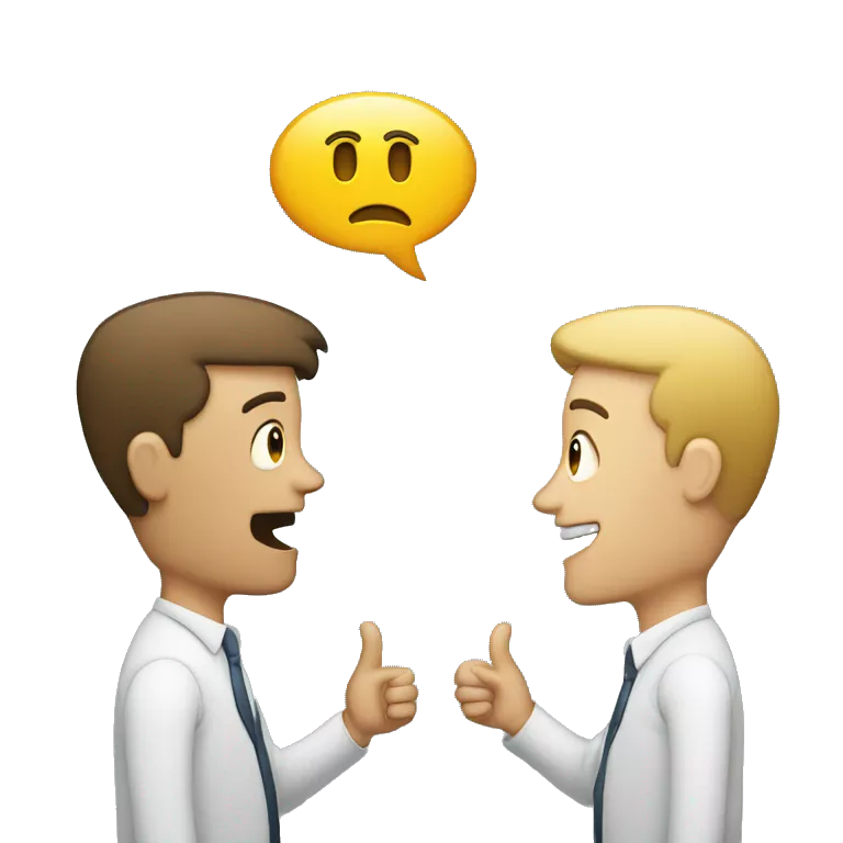 man talking with another man make speech bubble to indicate they are talking