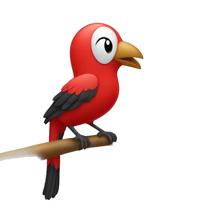 Pájaro rojo cantando en una rama