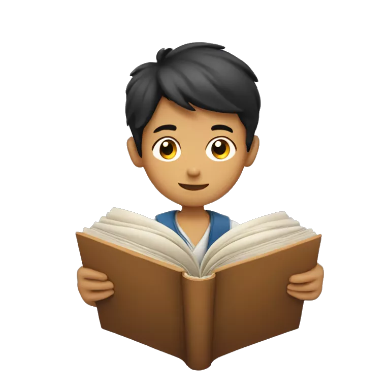 Asia boy reading book