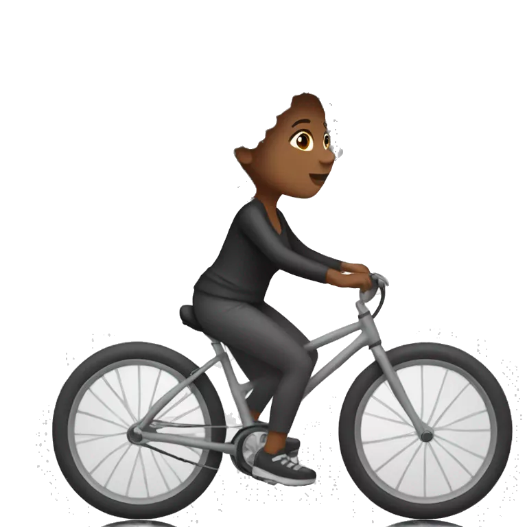 Black woman with a gray afro biking