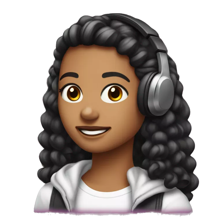 Emojis para chicas y chicos gamer color de cabello negro con auriculares tono de piel blanca para tiktok